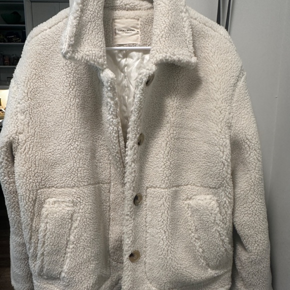 LUCKY BRAND SHERPA SHACKET ivory off white excellent condition - Picture 2 of 6